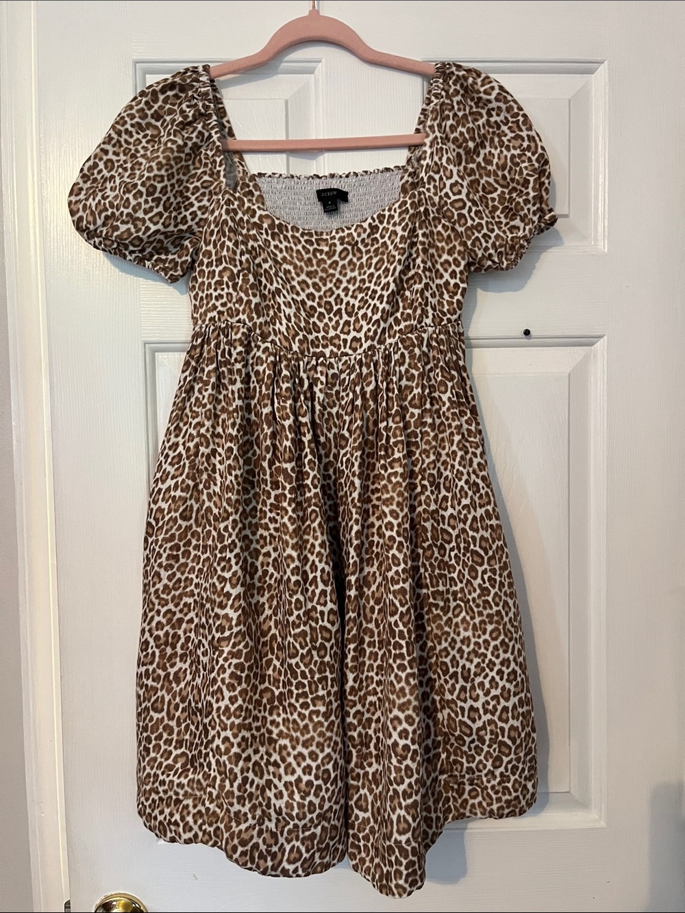 J.Crew Leopard Print Puff Sleeve Mini Dress